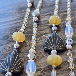 Tarina Tarintino Elegant Black Yellow, & Multicolored Estate 29" Beaded Necklace